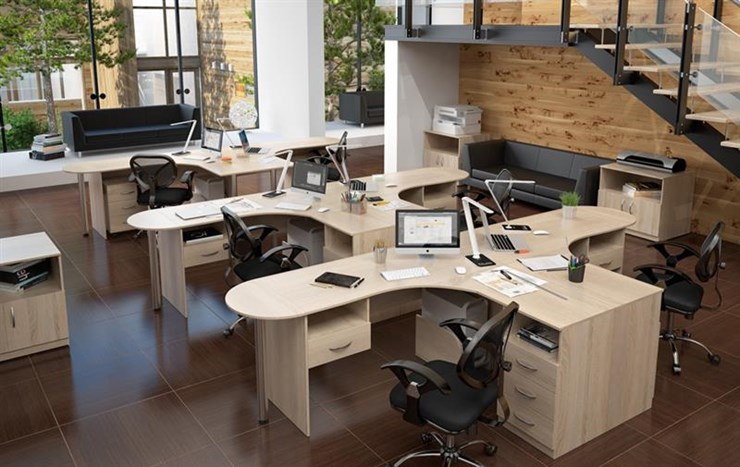 Офисный комплект мебели SIMPLE с эргономичными столами и тумбами в Бузулуке - изображение 2